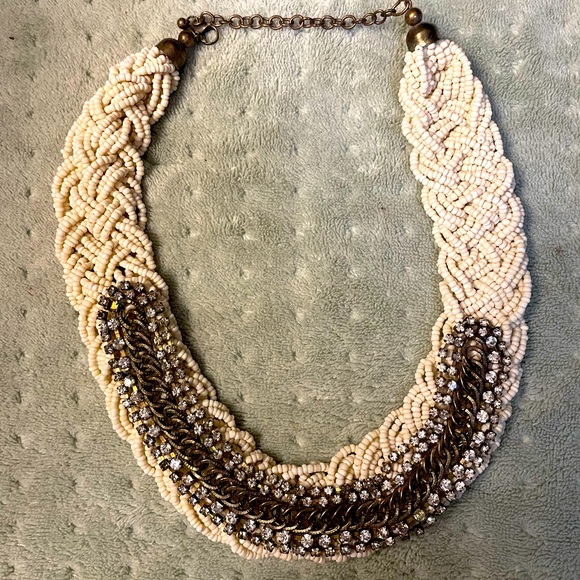 Cream and brass statement necklace - Picture 1 of 2